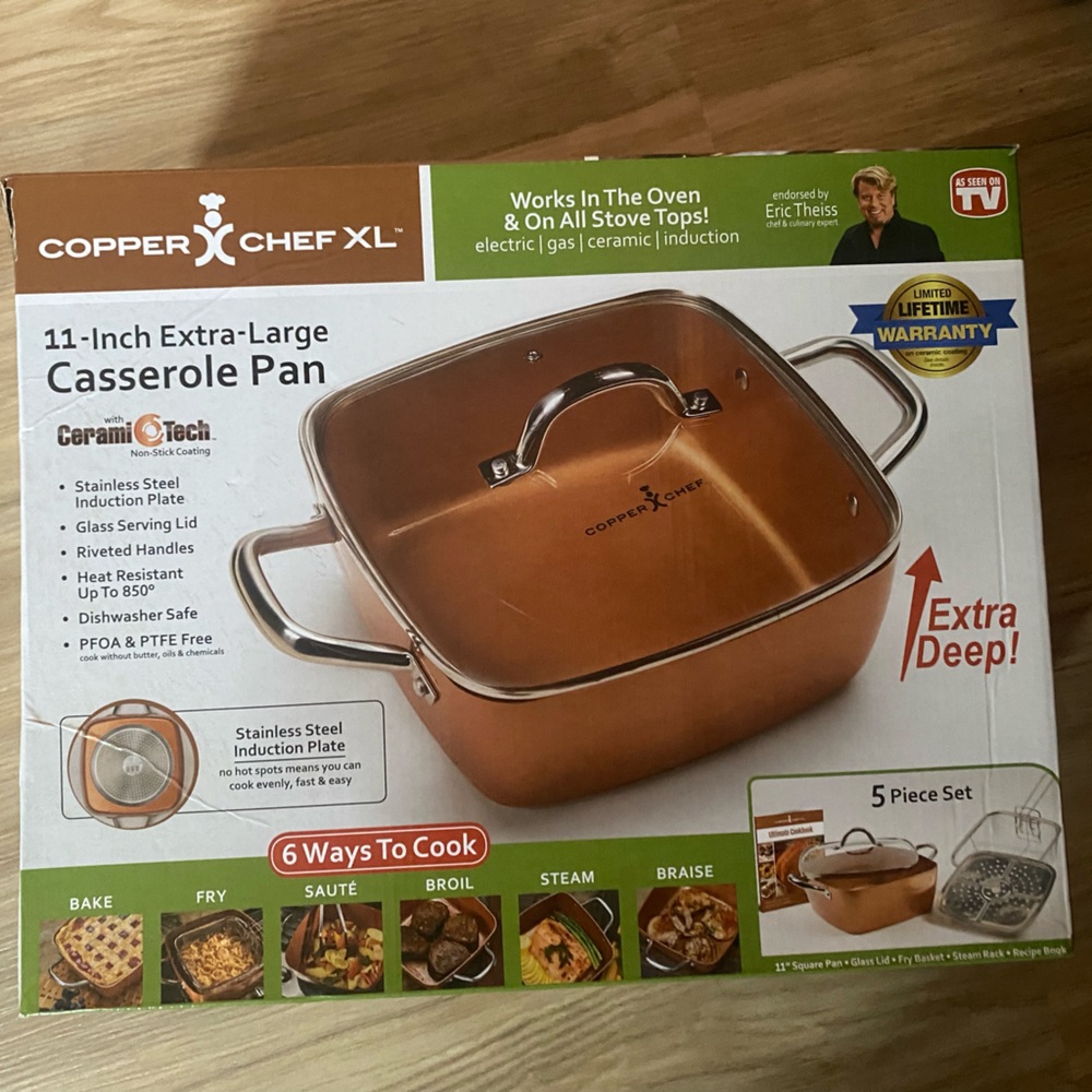 Copper chef XL 11 inch extra large casserole pan NEW still in the box